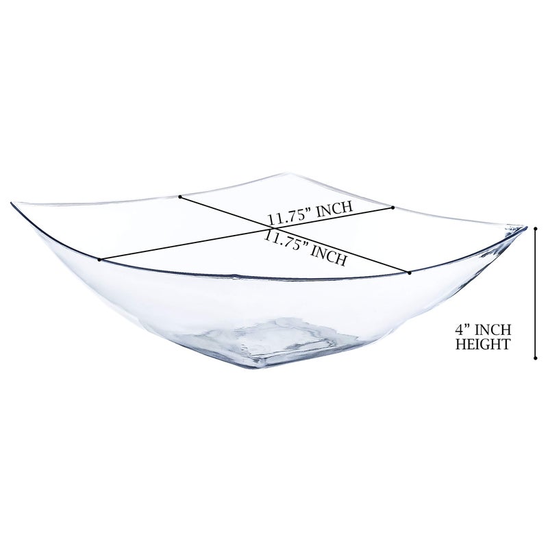 PLASTICPRO Disposable 128 ounce Square Serving Bowls, Party Snack or Salad Bowl, Extra Large Plastic Crystal Clear Pack of 4 - Image 2